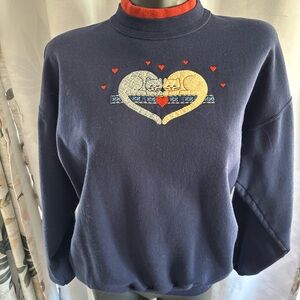 Charming vintage Navy Cat Heart Sweater